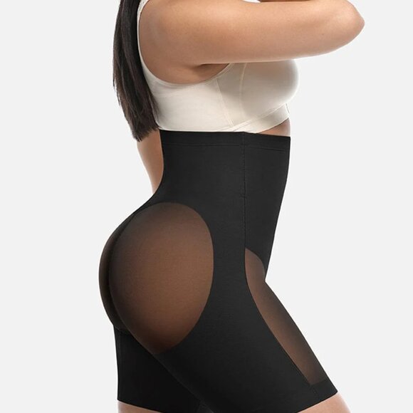 Mesh Tummy Control Butt Lifting High Waisted Shapewear Shorts - Picture 6 of 15